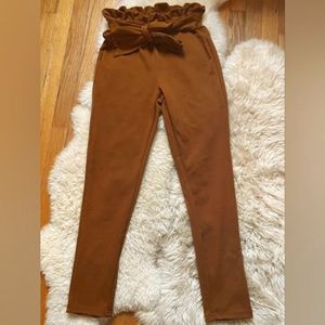 SHEIN, belted, Paperbag waist, burnt orange/rust, skinny pants